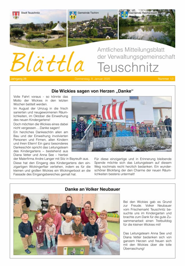 VG-Nachrichten Teuschnitz Titelblatt 01/2025