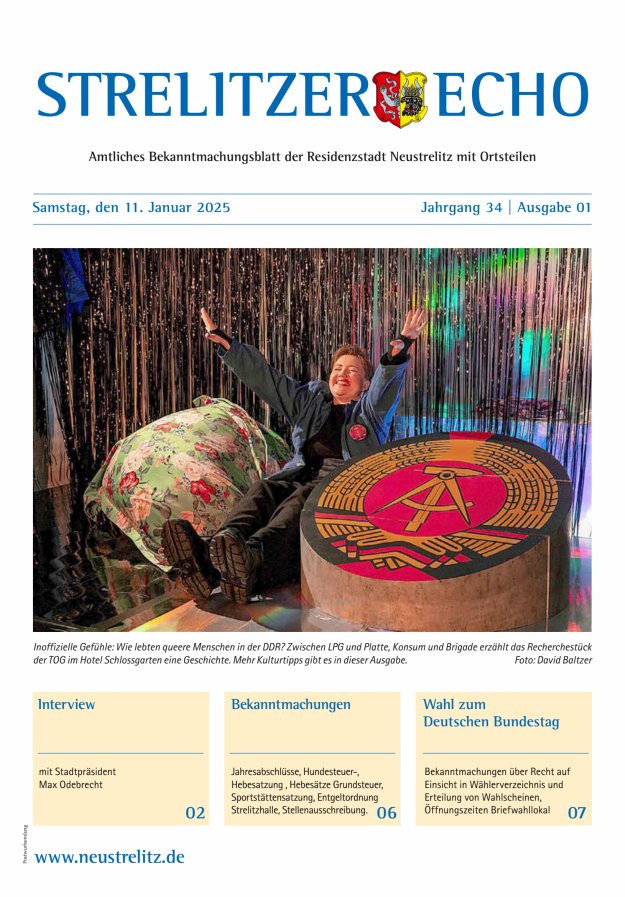 Strelitzer Echo Titelblatt 01/2025