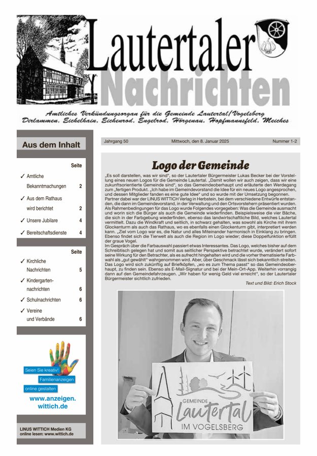 Lautertaler Nachrichten Titelblatt 02/2025