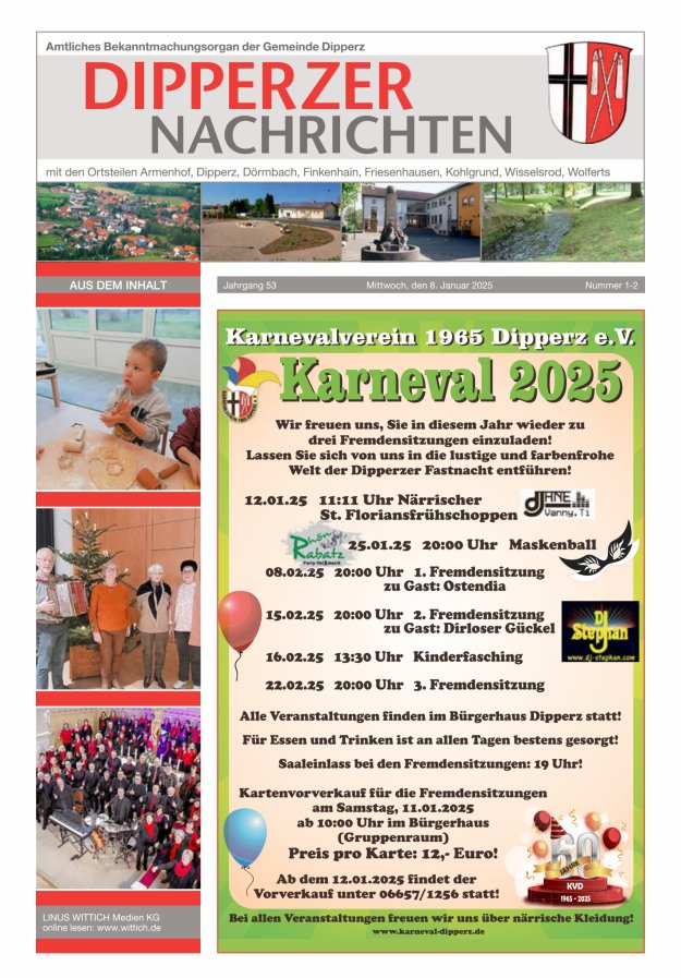 Dipperzer Nachrichten Titelblatt 02/2025