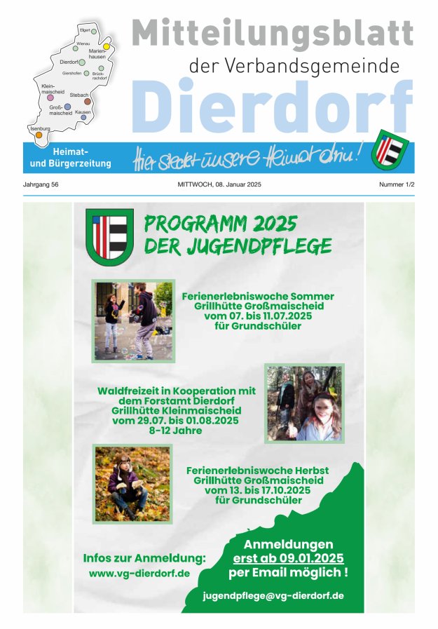 Mitteilungsblatt der Verbandsgemeinde Dierdorf Titelblatt 01/2025