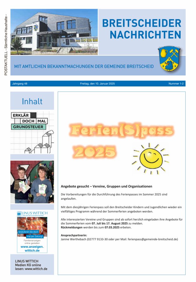 Breitscheider Nachrichten Titelblatt 02/2025