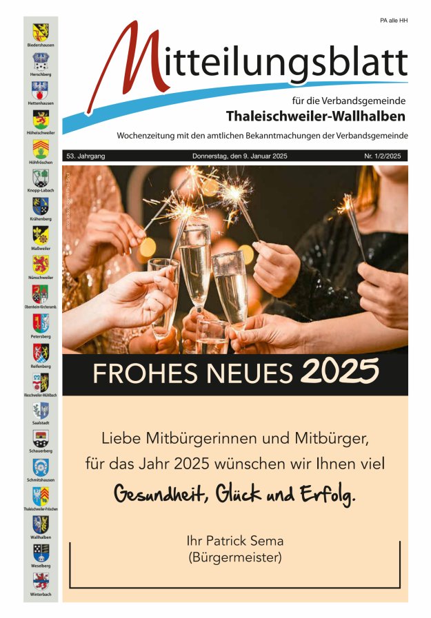 Mitteilungsblatt VG Thaleischweiler-Wallhalben Titelblatt 01/2025