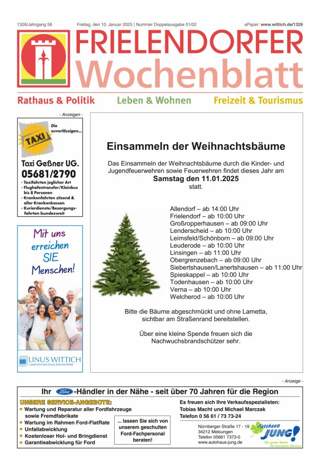 Frielendorfer Wochenblatt Titelblatt 02/2025