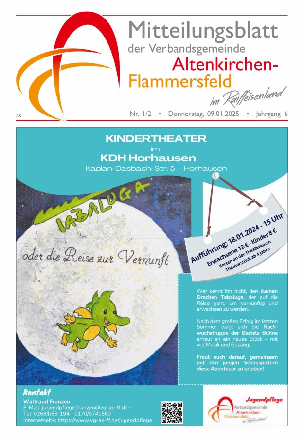 Mitteilungsblatt Verbandsgemeinde Altenkirchen-Flammersfeld Titelblatt 01/2025