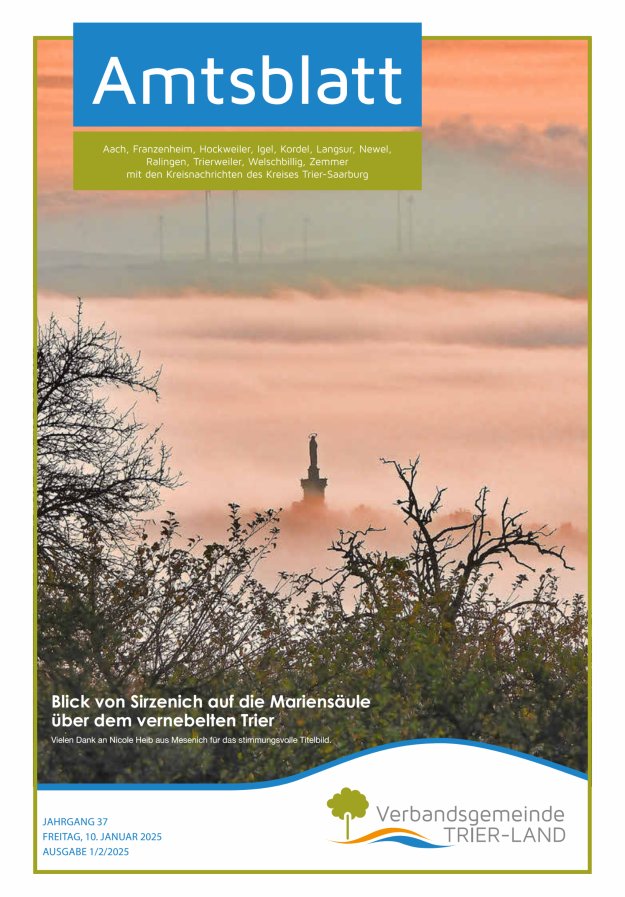 Amtsblatt VG Trier-Land Titelblatt 01/2025