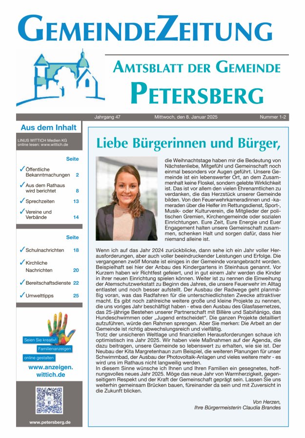 Amtsblatt Blickpunkt Petersberg Titelblatt 02/2025
