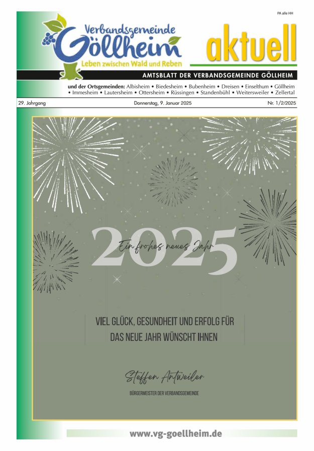 Verbandsgemeinde Göllheim aktuell Titelblatt 01/2025
