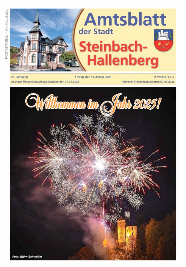 Amtsblatt der Stadt Steinbach-Hallenberg Titelblatt 01/2025