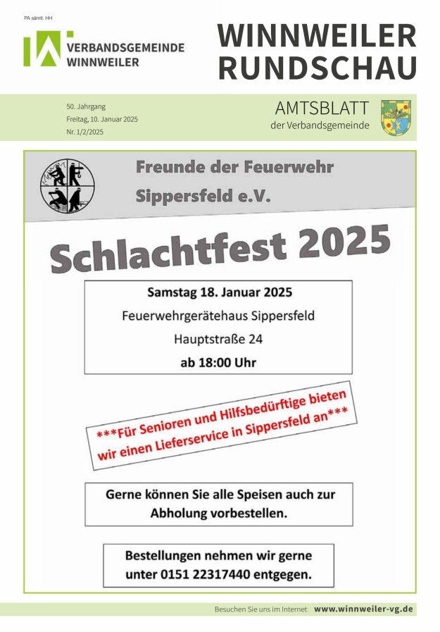 Winnweiler Rundschau Titelblatt 01/2025