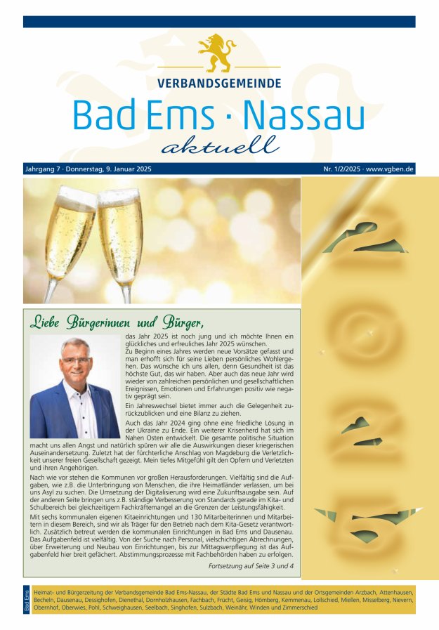 Bad Ems-Nassau aktuell Ausgabe Bad Ems Titelblatt 01/2025