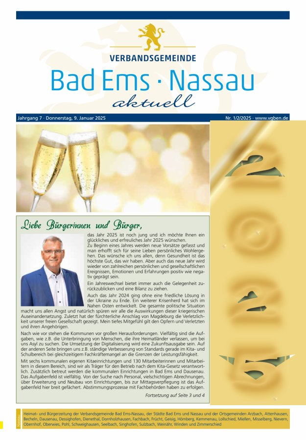 Bad Ems-Nassau aktuell Ausgabe Nassau Titelblatt 01/2025