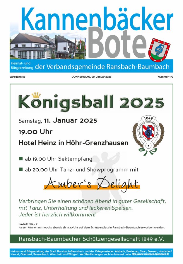 Kannenbäcker-Bote der Verbandsgemeinde Ransbach-Baumbach Titelblatt 01/2025