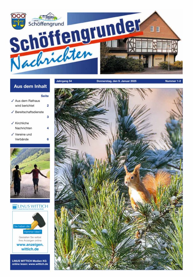 Schöffengrunder Nachrichten Titelblatt 02/2025