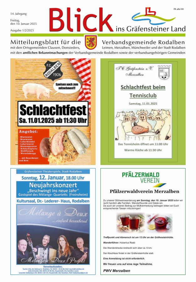 Blick ins Gräfensteiner Land VG Rodalben Titelblatt 01/2025