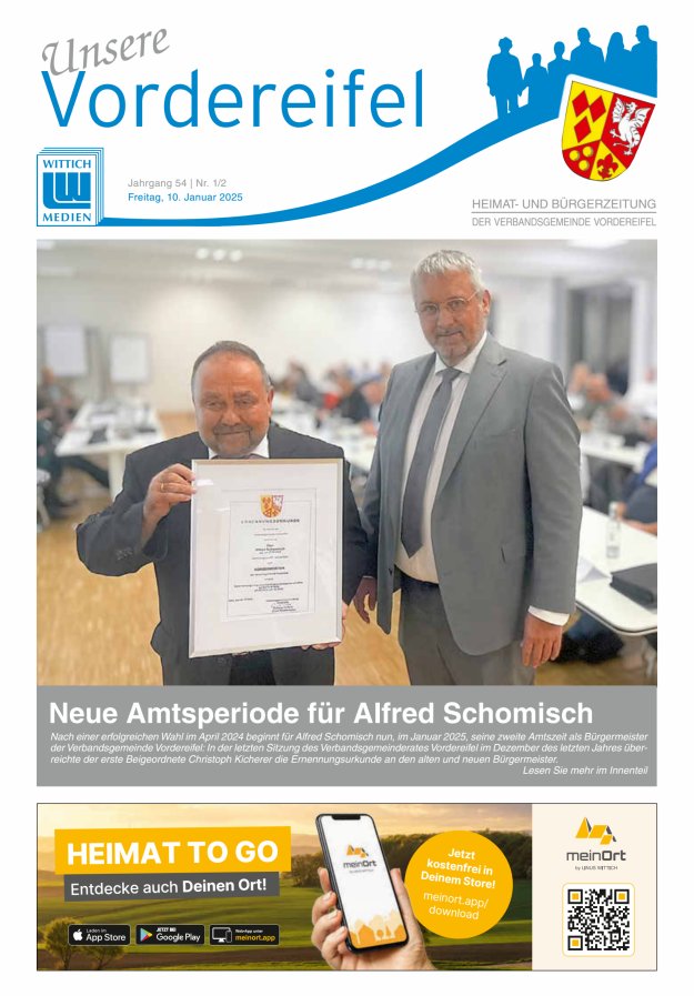 Mitteilungsblatt Vordereifel - Heimat- u Bürgerzeitung der VG Vordereifel Titelblatt 01/2025