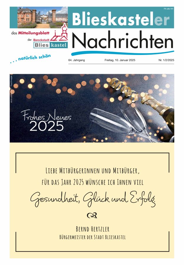Blieskasteler Nachrichten  Titelblatt 01/2025