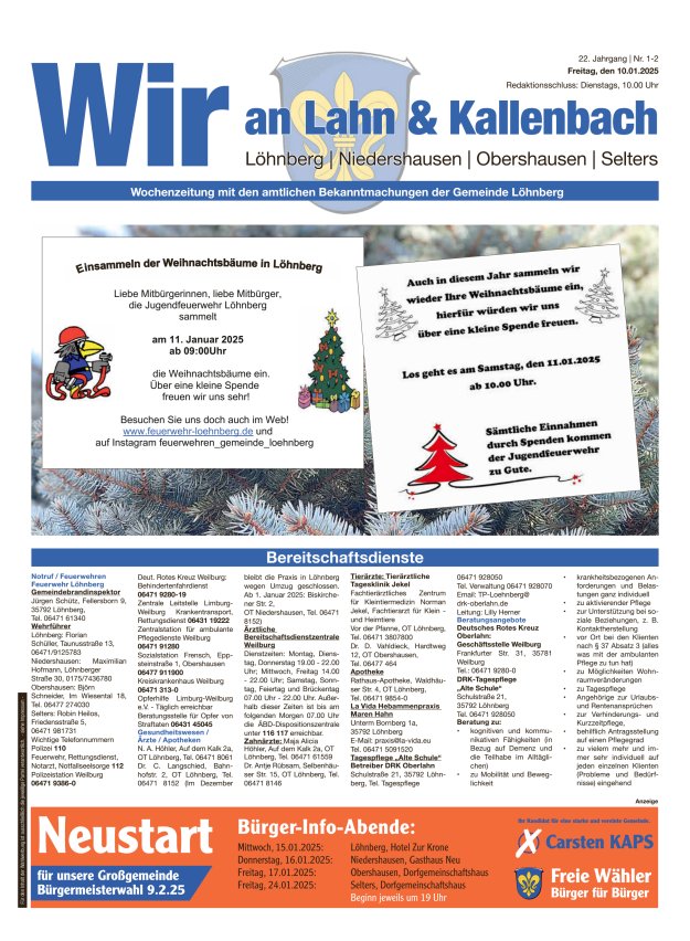 Amtliches Mitteilungsblatt der Gemeinde Löhnberg Titelblatt 02/2025