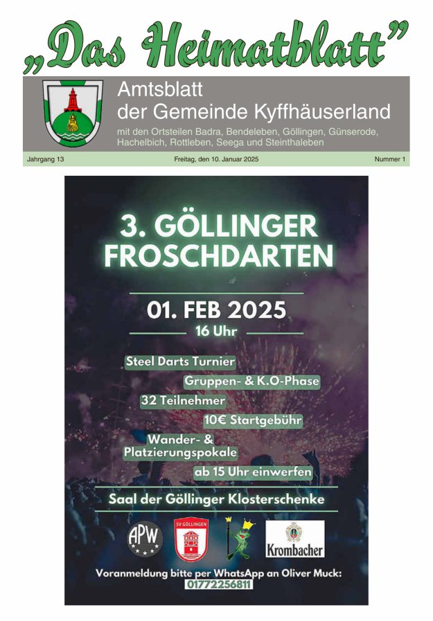 Das Heimatblatt Titelblatt 01/2025