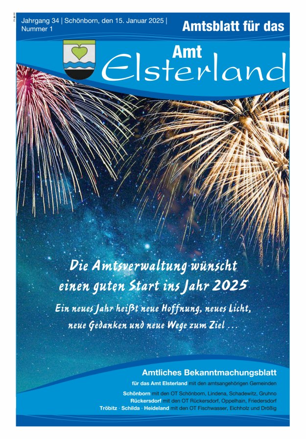 Amtsblatt für das Amt Elsterland Titelblatt 01/2025