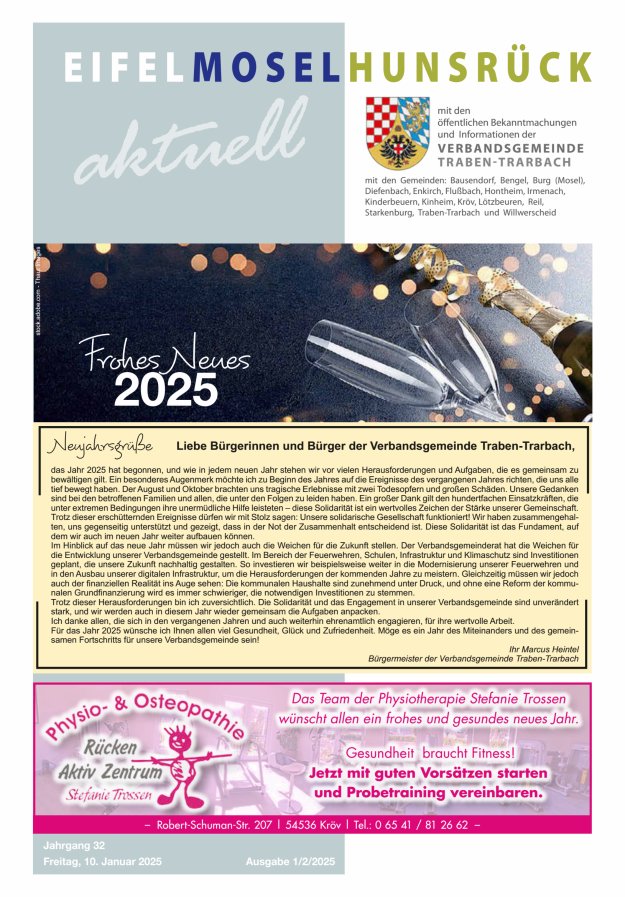 Eifel-Mosel-Hunsrück aktuell VG Traben-Trarbach Titelblatt 01/2025