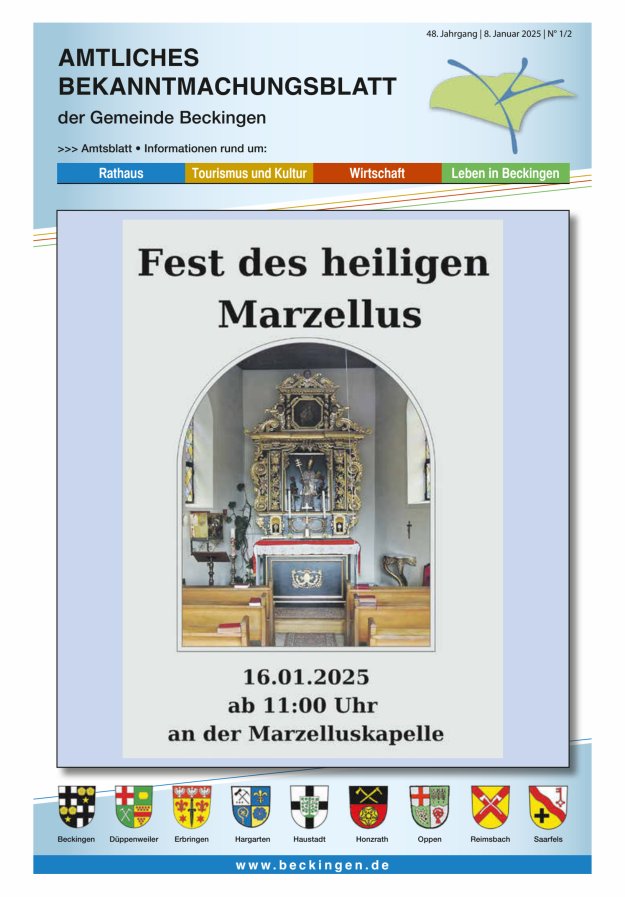 Amtsblatt Beckingen Titelblatt 01/2025