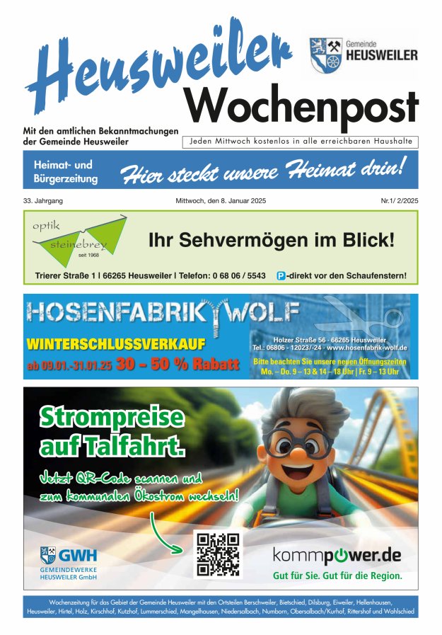Heusweiler Wochenpost Titelblatt 01/2025