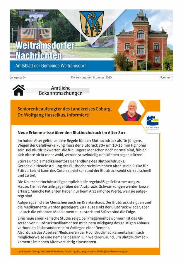 Weitramsdorfer Nachrichten Titelblatt 01/2025