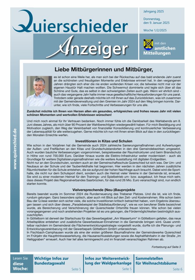 Quierschieder Anzeiger Titelblatt 01/2025