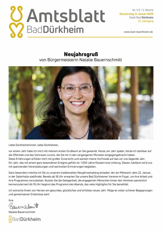 Bad Dürkheimer Woche Titelblatt 01/2025