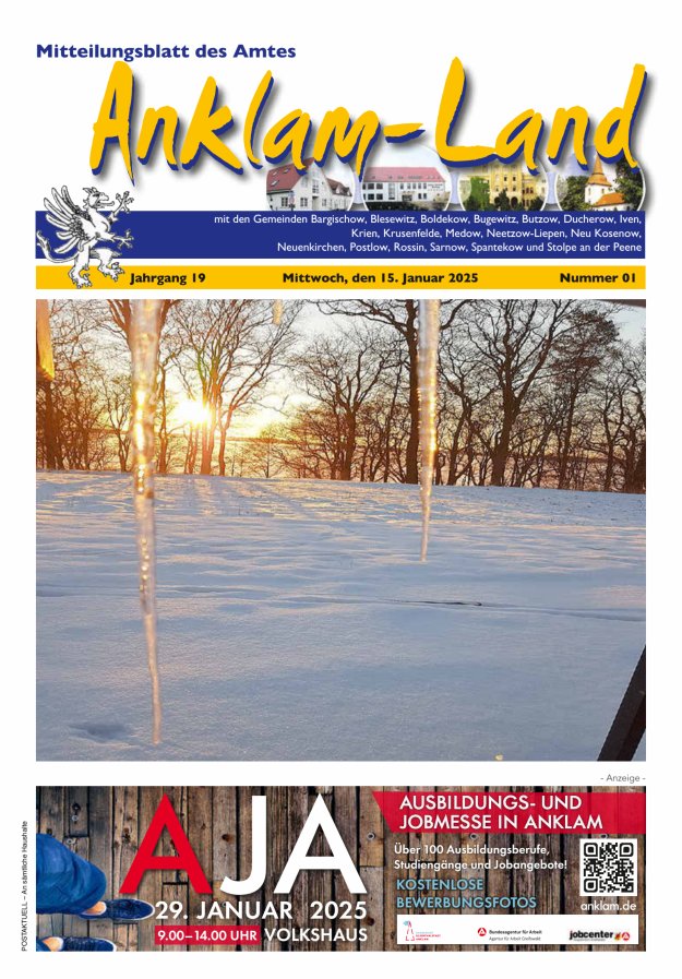 Mitteilungsblatt des Amtes Anklam-Land Titelblatt 01/2025