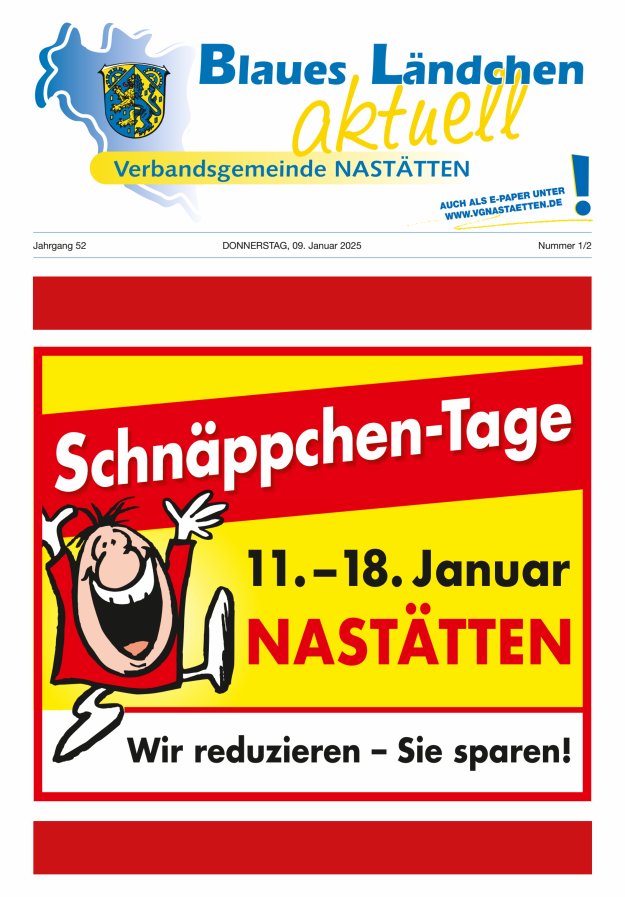 Blaues Ländchen aktuell - Heimat- u Bürgerzeitung VG Nastätten Titelblatt 01/2025