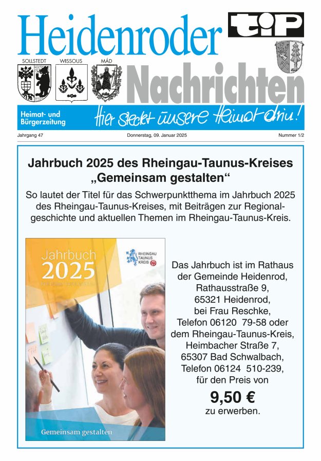 "tip" Heidenroder Nachrichten Titelblatt 01/2025
