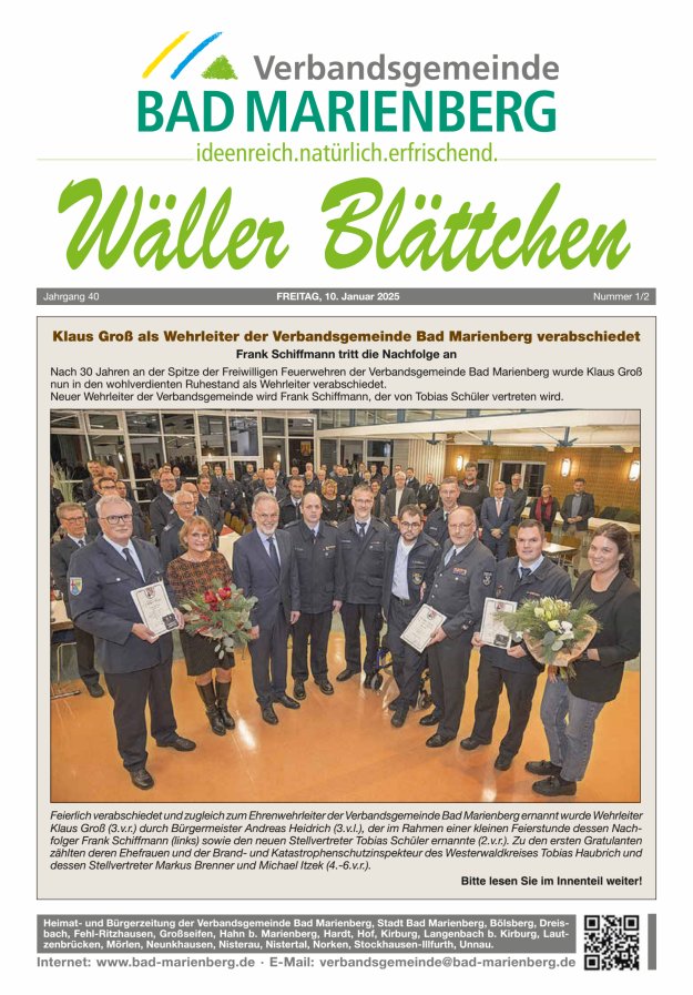 Wäller Blättchen - Verbandsgemeinde Bad Marienberg Titelblatt 01/2025