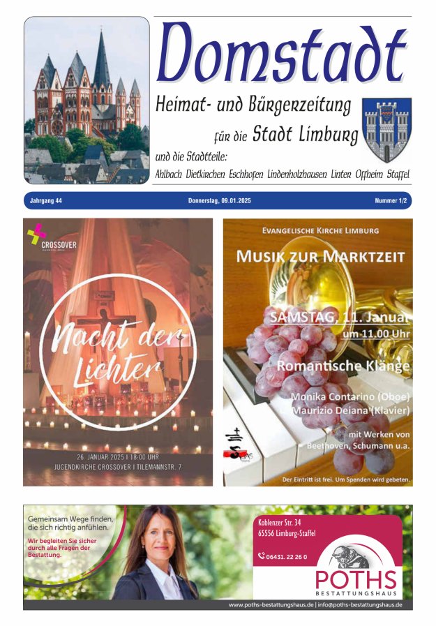 Domstadt - Heimat- und Bürgerzeitung für die Stadt Limburg Titelblatt 01/2025