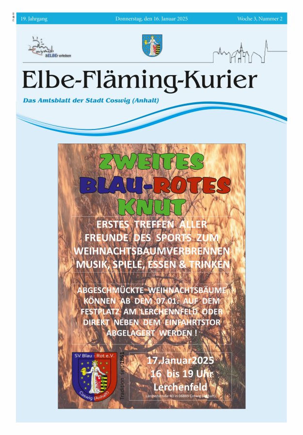 Elbe-Fläming-Kurier Das Amtsblatt der Stadt Coswig (Anhalt) Titelblatt 02/2025