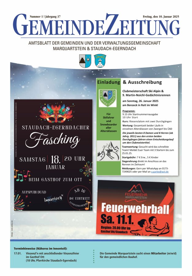 Marquartsteiner und Staudach-Egerndacher Nachrichten Titelblatt 01/2025