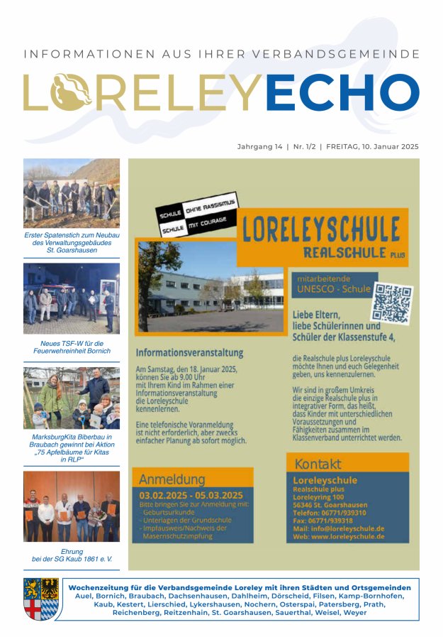 Loreley-Echo - Mitteilungsblatt der Verbandsgemeinde Loreley Titelblatt 01/2025