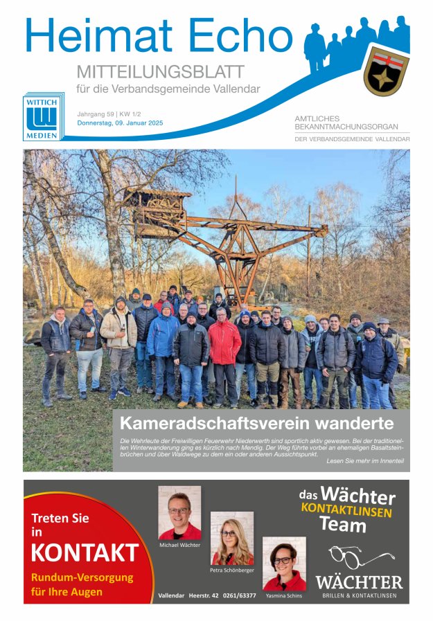 Heimat-Echo - Heimat- und Bürgerzeitung Verbandsgemeinde Vallendar Titelblatt 01/2025