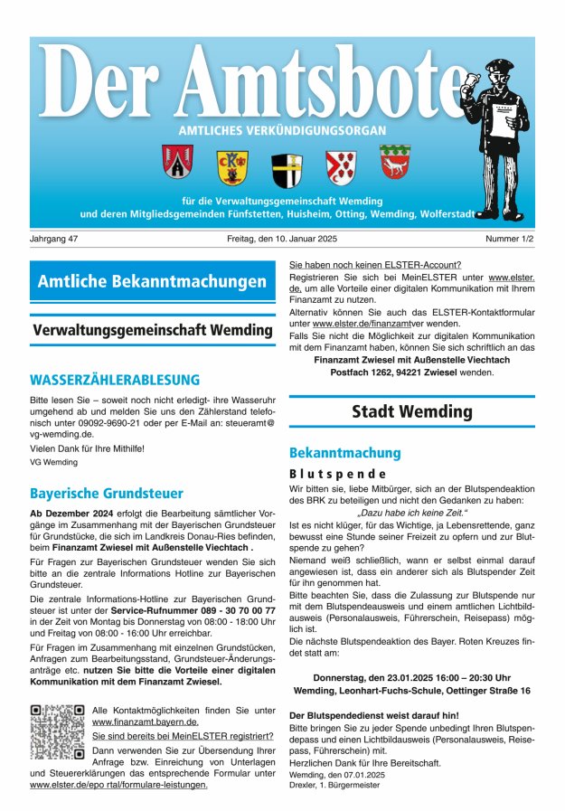 Der Amtsbote - Wemding Verwaltungsgemeinschaft Titelblatt 01/2025