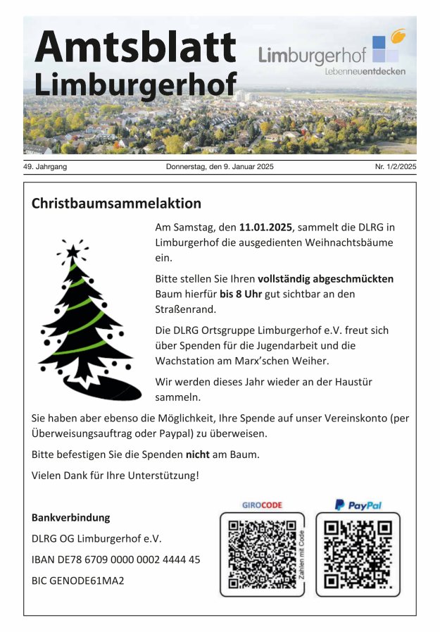 Amtsblatt Limburgerhof Titelblatt 01/2025