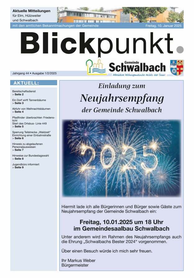 Blickpunkt Schwalbach Titelblatt 01/2025