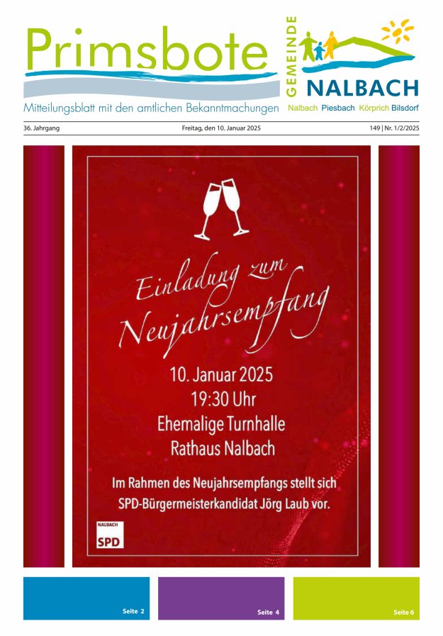 Primsbote Gemeinde Nalbach Titelblatt 01/2025