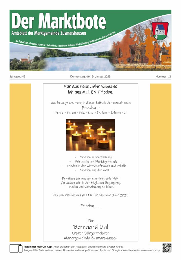 Zusmarshausen - Der Marktbote Titelblatt 01/2025