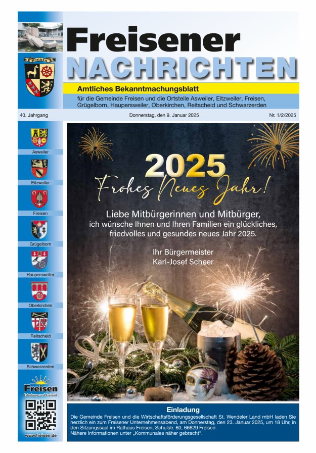 Freisener Nachrichten Titelblatt 01/2025