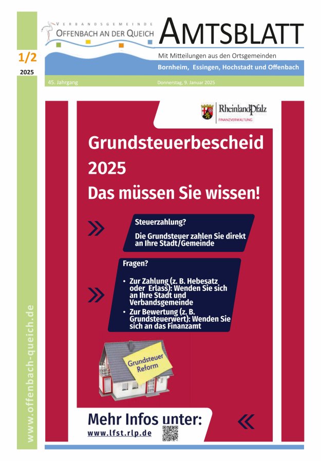 Amtsblatt VG Offenbach an der Queich Titelblatt 01/2025