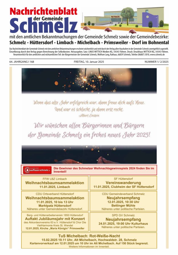 Nachrichtenblatt Schmelz Titelblatt 01/2025