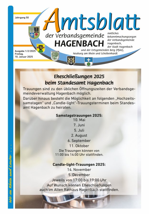 Amtsblatt der VG Hagenbach Titelblatt 01/2025