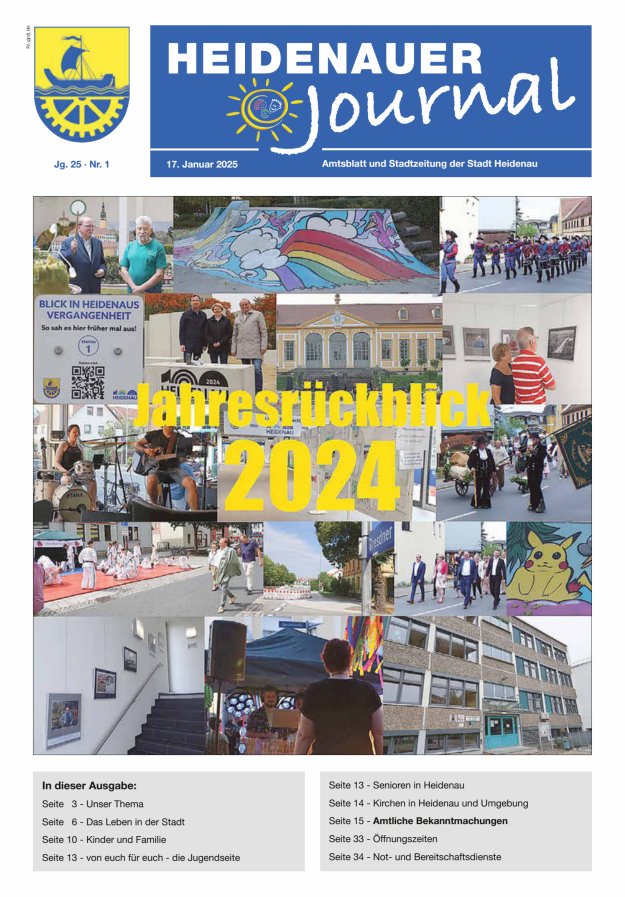 Heidenauer Journal - Amtsblatt und Stadtzeitung der Stadt Heidenau Titelblatt 01/2025
