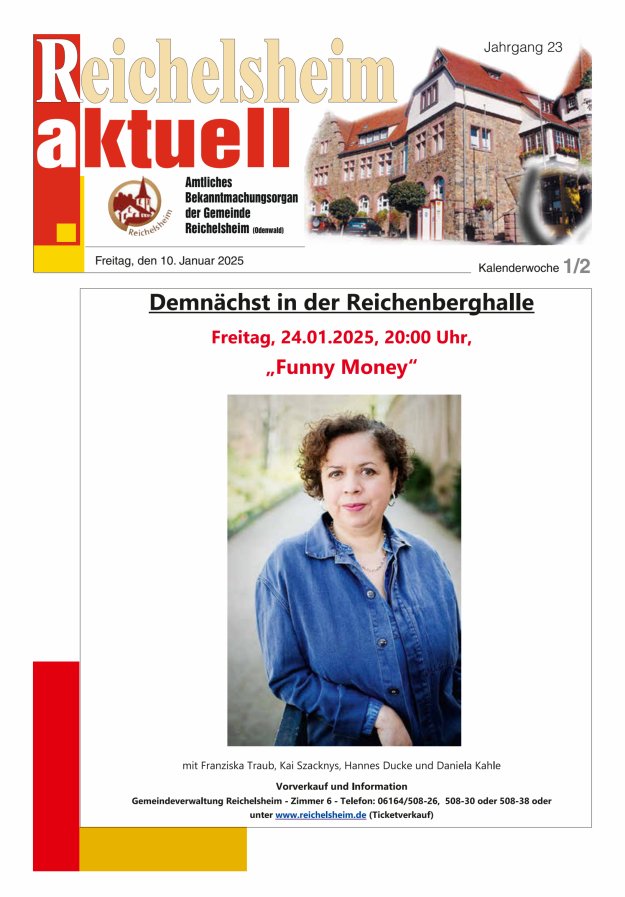Reichelsheim aktuell - Amtsblatt der Gemeinde Reichelsheim(Odenwald) Titelblatt 01/2025